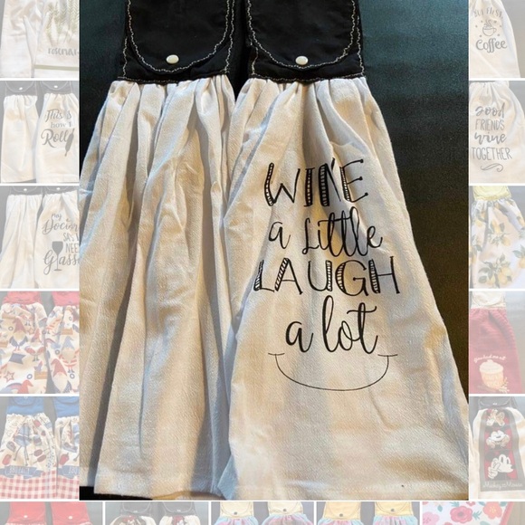 Wine A Little Laugh A Lot Kitchen Hanging Dish Towel, Set of 2 - Picture 1 of 2